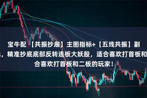 宝牛配 【共振抄底】主图指标+【五线共振】副图/选股指标，精准抄底底部反转连板大妖股，适合喜欢打首板和二板的玩家！